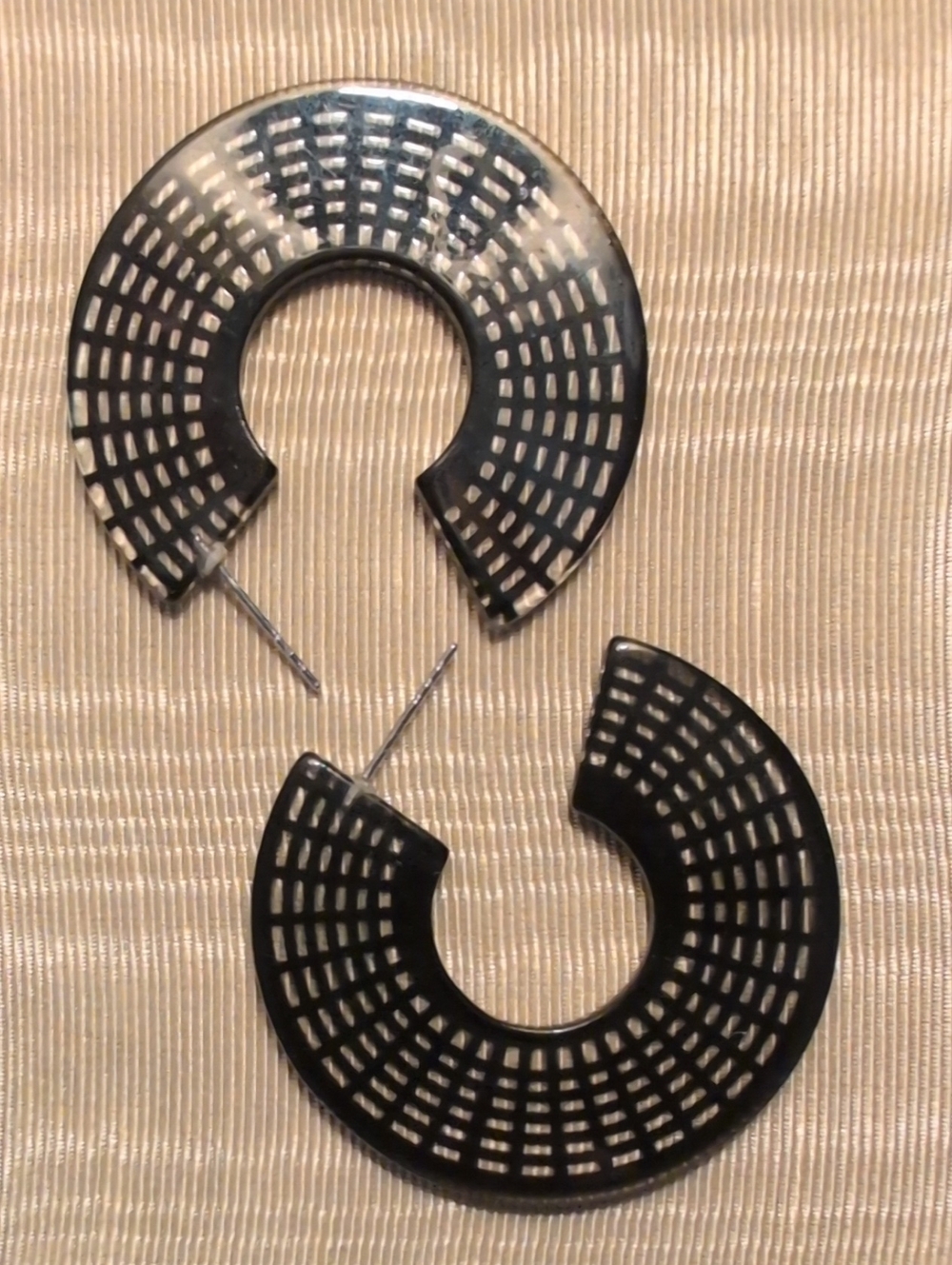 Black Geometric Open Hoop Earrings